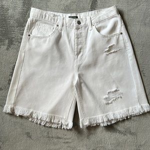 White High Rise factory damaged Bermuda Shorts